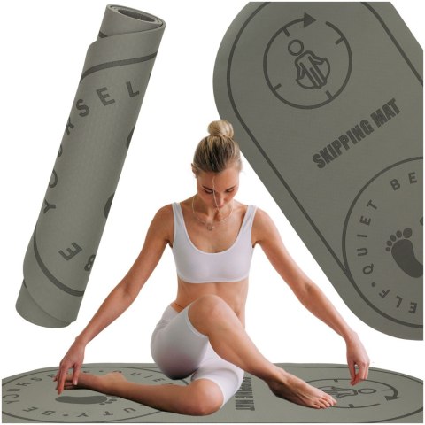 MATA FITNESS DO ĆWICZEŃ JOGI SKAKANIA NA SKAKANCE WYGŁUSZAJĄCA ANTYPOŚLIZGOWA 125X61,5X0,6 CM SZARA