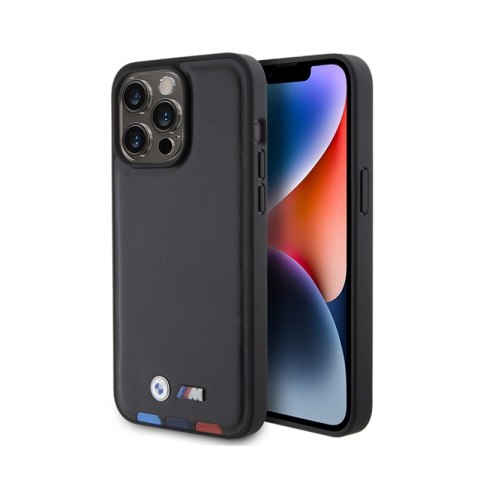 BMW Leather Hot Stamp Tricolor - Etui iPhone 15 Pro Max (czarny) BMW Leather Hot Stamp Tricolor - Etui iPhone 15 Pro Max (czarny)