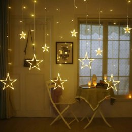 LAMPKI LED KURTYNA GWIAZDKI 2,5M 138LED CIEPŁY BIAŁY