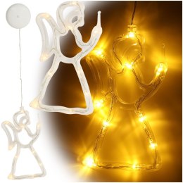 LAMPKI LED WISZĄCA DEKORACJA OKNA ŚWIĄTECZNA ANIOŁEK PRZYSSAWKI 49CM 10 LED