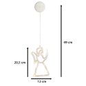 LAMPKI LED WISZĄCA DEKORACJA OKNA ŚWIĄTECZNA ANIOŁEK PRZYSSAWKI 49CM 10 LED