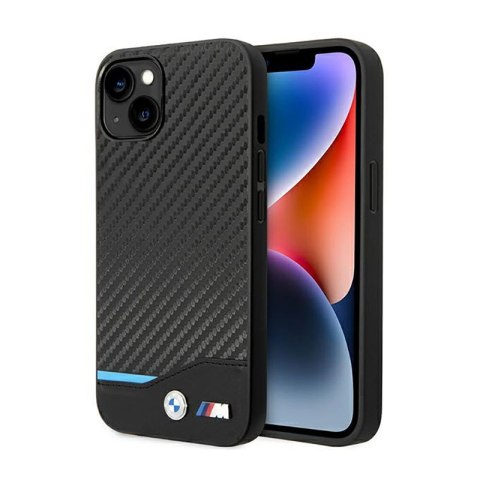 BMW Leather Carbon Blue Line - Etui iPhone 14 (Czarny) BMW Leather Carbon Blue Line - Etui iPhone 14 (Czarny)