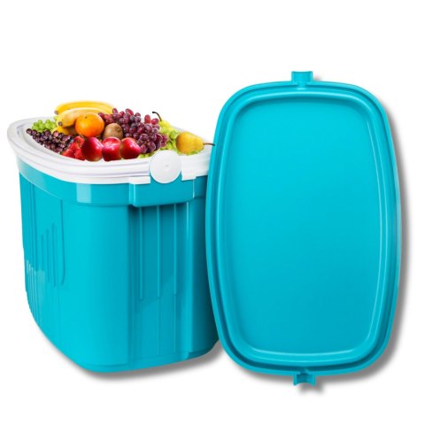 Lodówka turystyczna 42L ICEBERG na wkłady mrożące, turkusowa z białą rączką Lodówka turystyczna 42L ICEBERG na wkłady mrożące, turkusowa z białą rączką