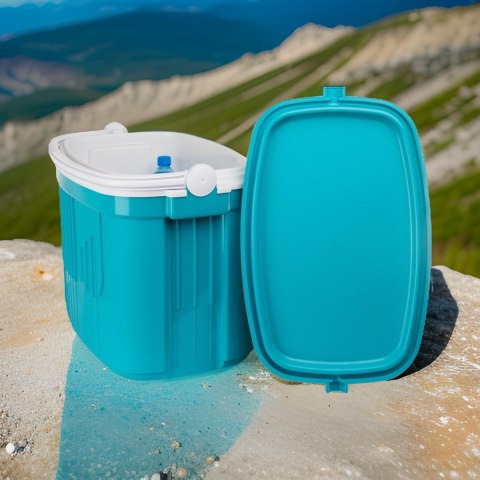 Lodówka turystyczna 42L ICEBERG na wkłady mrożące, turkusowa z białą rączką Lodówka turystyczna 42L ICEBERG na wkłady mrożące, turkusowa z białą rączką