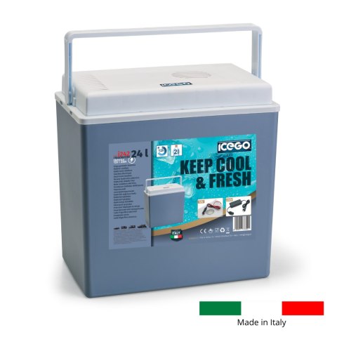 Lodówka samochodowa elektryczna 24L ICEGO, zasilanie 12-230V, niebieska Lodówka samochodowa elektryczna 24L ICEGO, zasilanie 12-230V, niebieska