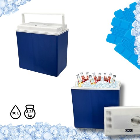 Lodówka samochodowa elektryczna 30L ICEGO, zasilanie 12-230V, niebieska Lodówka samochodowa elektryczna 30L ICEGO, zasilanie 12-230V, niebieska