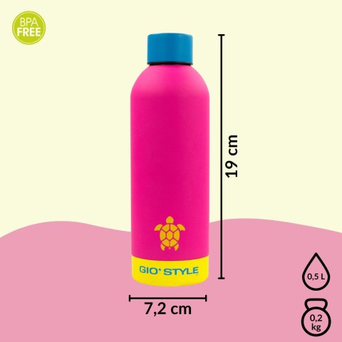 Butelka termiczna Kamai Gio Style, stal nierdzewna, różowa, pojemność 0,5L Butelka termiczna Kamai Gio Style, stal nierdzewna, różowa, pojemność 0,5L