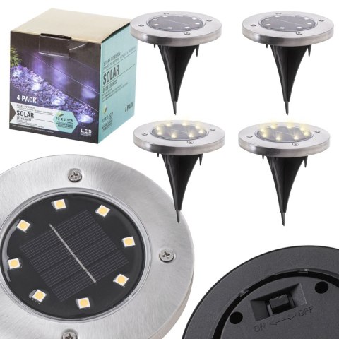LAMPY OGRODOWE SOLARNE NAJAZDOWE GRUNTOWE WBIJANE ŚWIECĄCY DYSK 8LED 4SZT. ZIMNY BIAŁY LAMPY OGRODOWE SOLARNE NAJAZDOWE GRUNTOWE WBIJANE ŚWIECĄCY DYSK 8LED 4SZT. ZIMNY BIAŁY