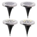 LAMPY OGRODOWE SOLARNE NAJAZDOWE GRUNTOWE WBIJANE ŚWIECĄCY DYSK 8LED 4SZT. ZIMNY BIAŁY