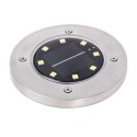 LAMPY OGRODOWE SOLARNE NAJAZDOWE GRUNTOWE WBIJANE ŚWIECĄCY DYSK 8LED 4SZT. ZIMNY BIAŁY